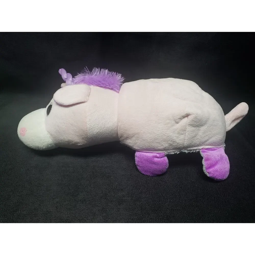 Flip A Zoo Stuffed Plush Animal/s Pink & Purple Unicorn & Blue Eyed Elephant